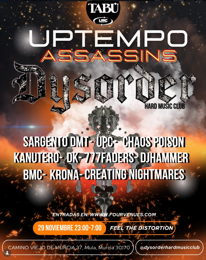Flyer Tabú Uptempo Assassins Dysorder